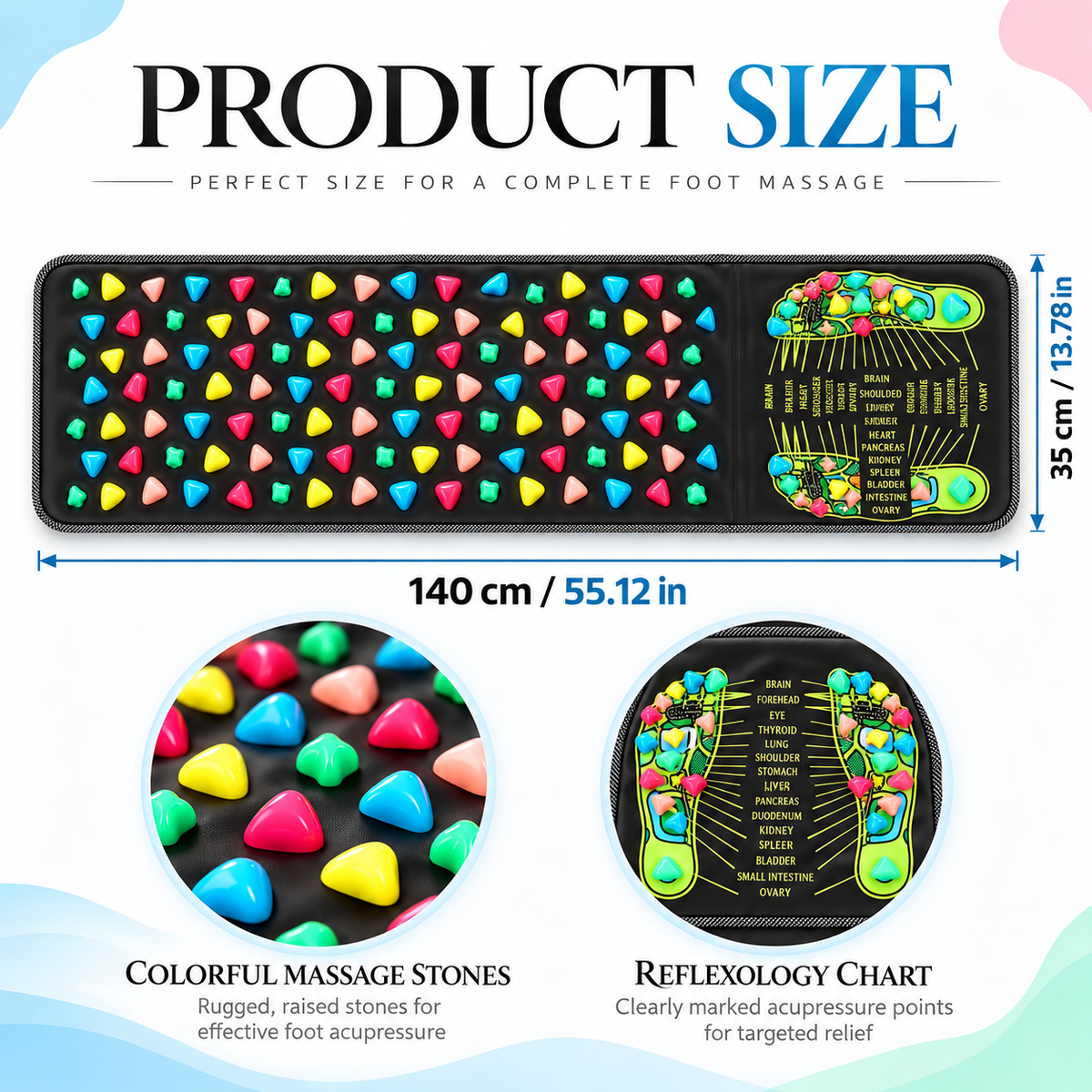 Solepico Foot Acupressure Walking Mat with Reflexology Chart