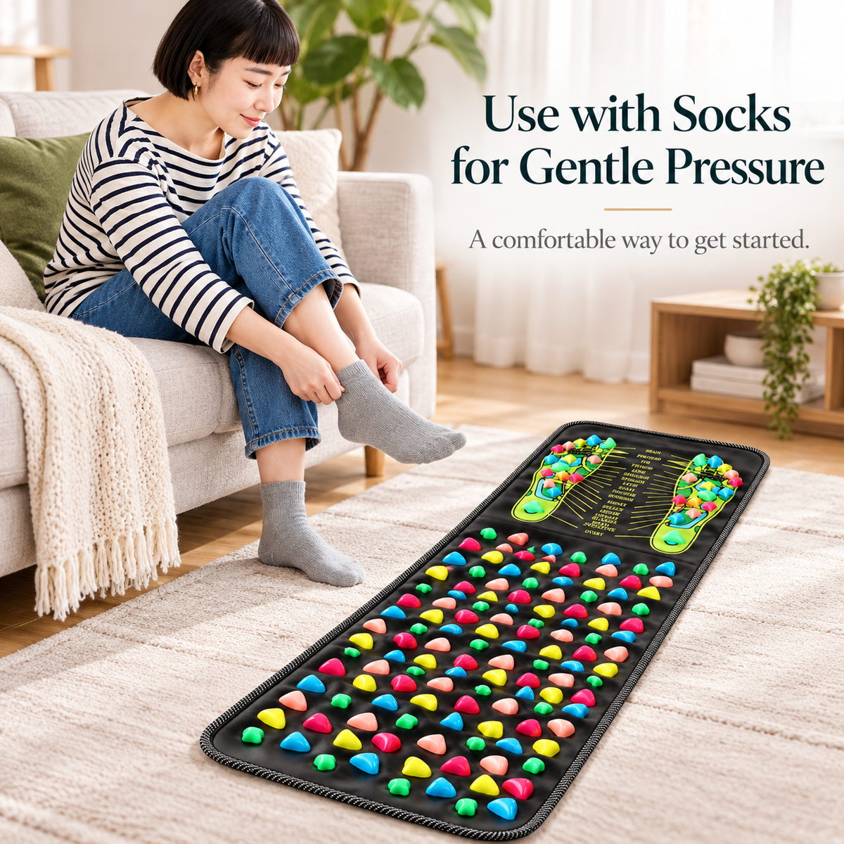 Solepico Foot Acupressure Walking Mat with Reflexology Chart