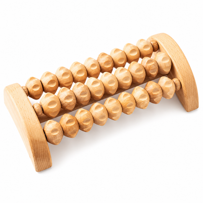 Solepico Natural Wooden Foot Massager with Triple-Row Rollers