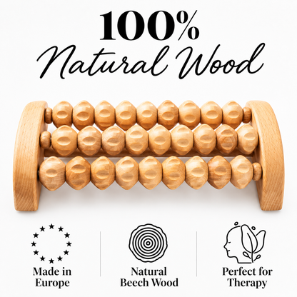 Solepico Natural Wooden Foot Massager with Triple-Row Rollers