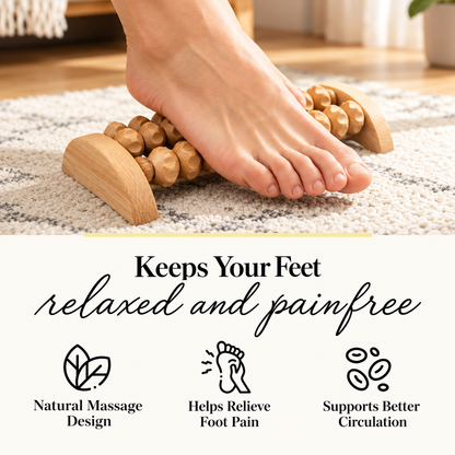 Solepico Natural Wooden Foot Massager with Triple-Row Rollers